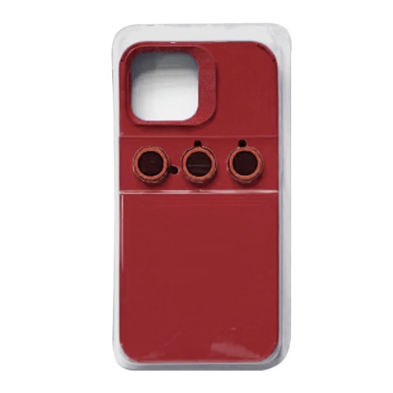 Silicone Case with Separate Camera Glass Set for Apple iPhone 15 Pro Red